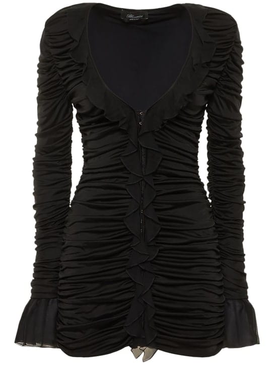 Blumarine: Ruched mini dress with ruffles