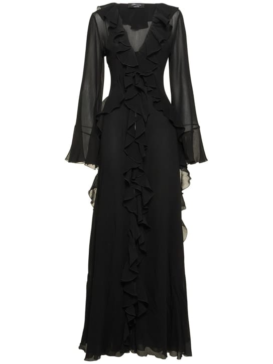 Blumarine: Cotton and silk-blend dress with ruffles