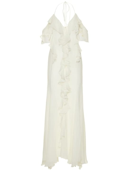 Blumarine: Cotton and silk-blend maxi dress with ruffles