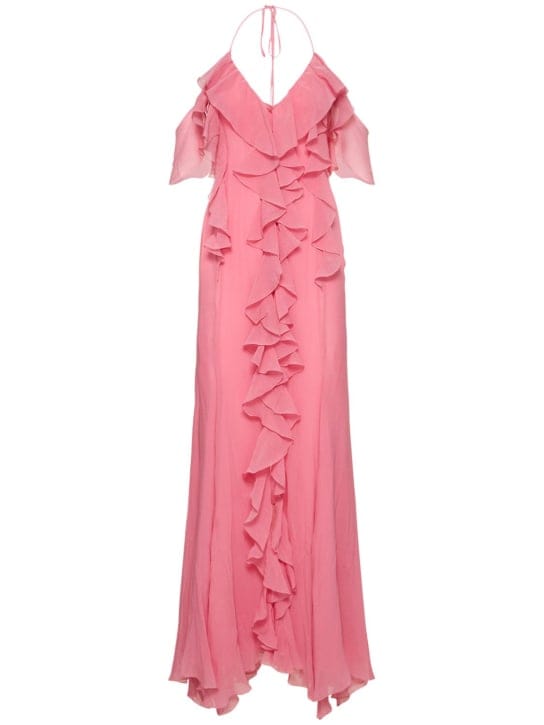 Blumarine: Cotton and silk-blend maxi dress with ruffles