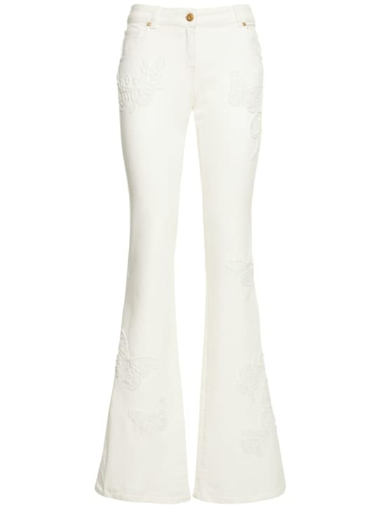Blumarine: 刺绣低腰喇叭腿牛仔裤