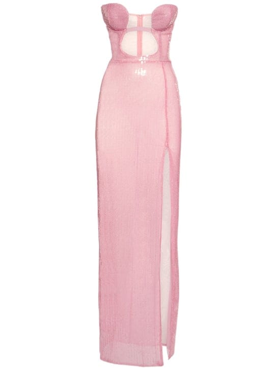 Nensi Dojaka: Abito lungo bustier con paillettes