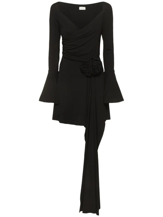 Magda Butrym: Vestido corto drapeado con detalle floral