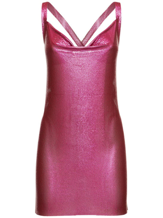 FANNIE SCHIAVONI: Draped chainmail mesh mini dress