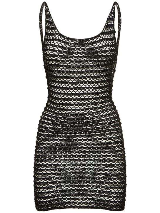 Aya Muse: Open-knit mini dress with straps