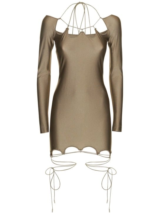 The Attico: Stretch jersey mini dress with ties