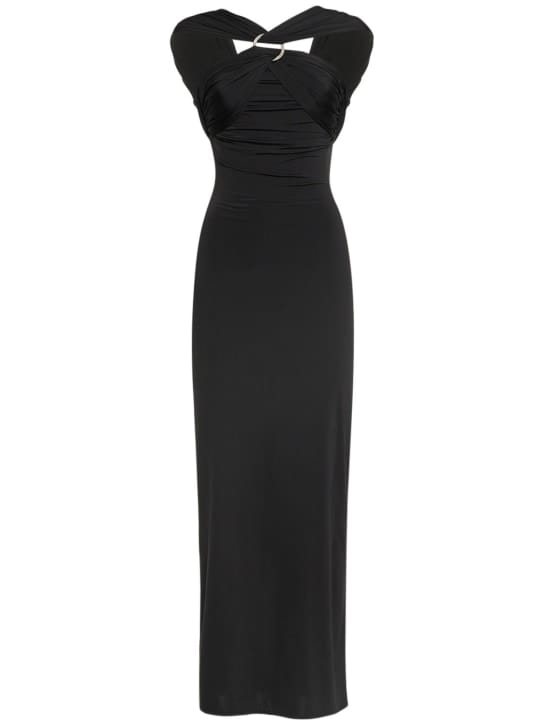 The Attico: Draped maxi dress with ring