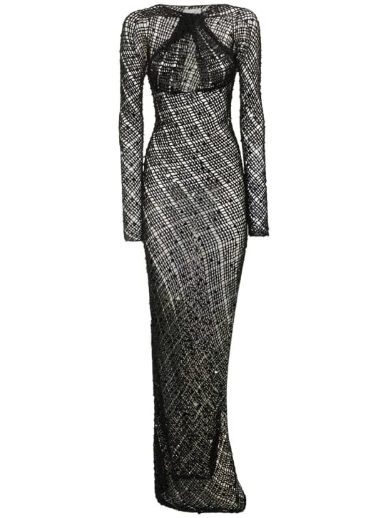 Coperni: Langes Kleid mit Pailletten und Cut-out