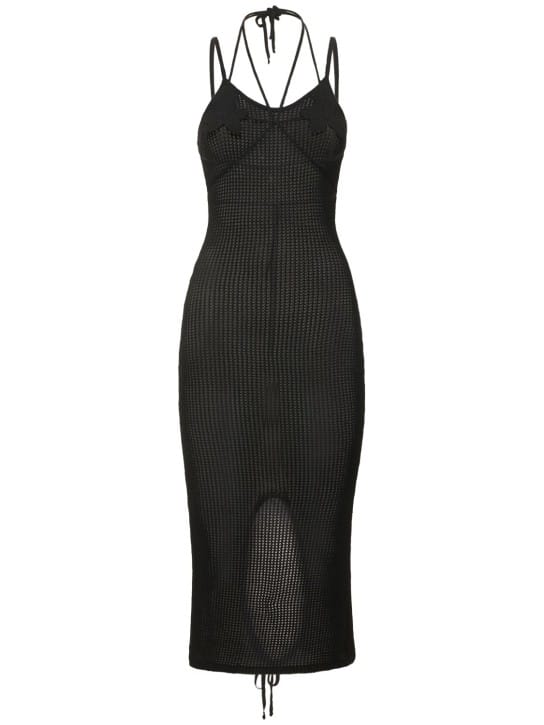 Andreadamo: Open-knit halterneck midi dress