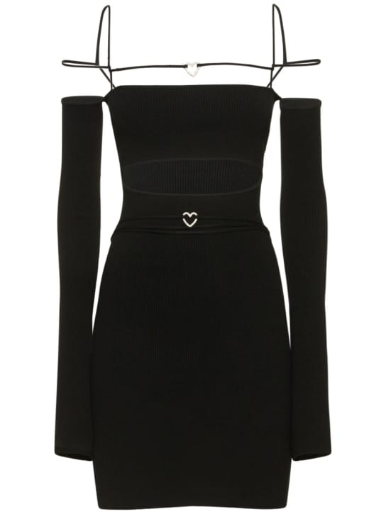 Mach & Mach: Ribbed knit mini dress