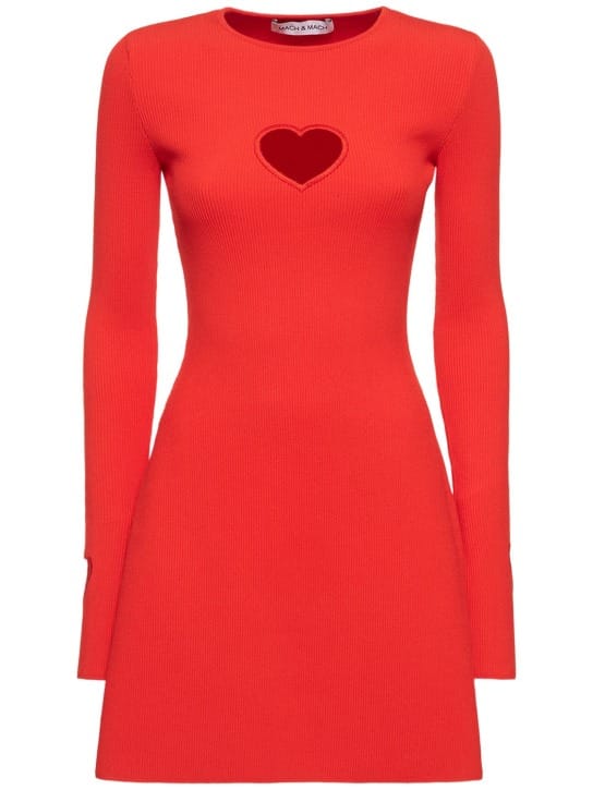 Mach & Mach: Mini-robe en maille côtelée ajourée