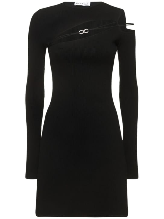 Mach & Mach: Robe courte côtelée avec cristaux