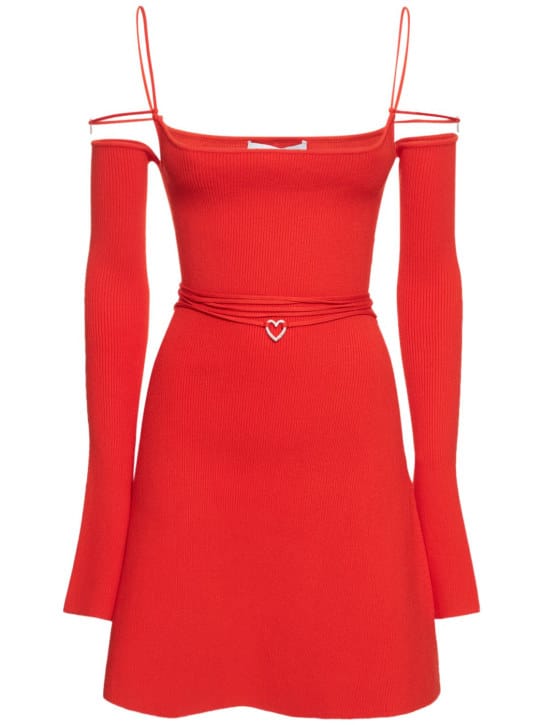 Mach & Mach: Robe courte en maille côtelée avec ceinture