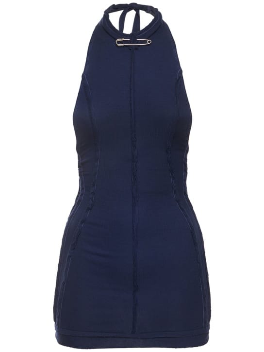Sami Miro Vintage: Halterneck-Minikleid mit Sicherheitsnadeln