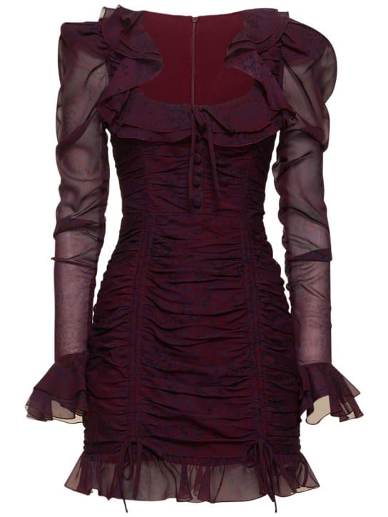 Alessandra Rich: Vestido corto de seda con volantes