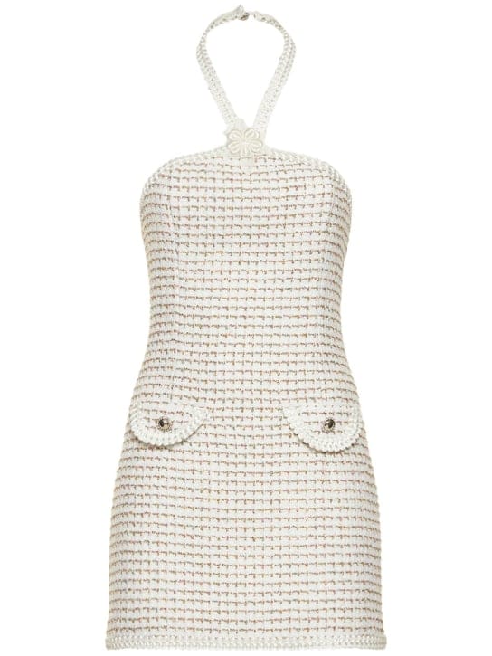 Alessandra Rich: Halterneck mini dress with trims