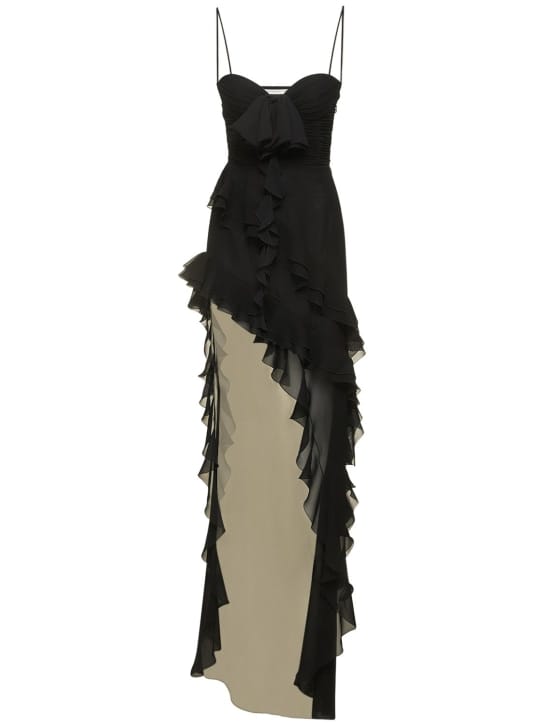 Alessandra Rich: Silk maxi dress with ruffles