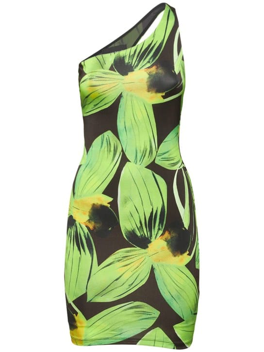 Louisa Ballou: Vestido corto asimétrico estampado