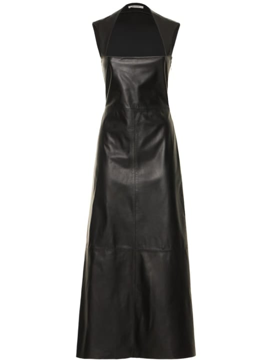 Gauchere: Lambskin leather long dress