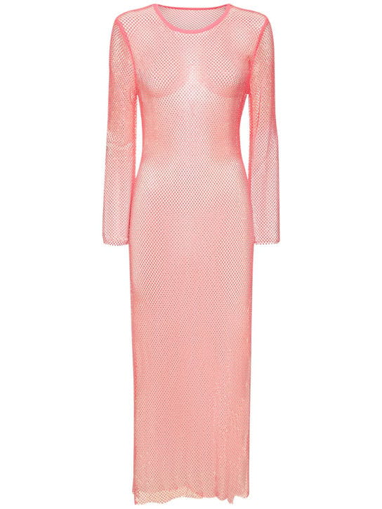 Leslie Amon: Long mesh dress with crystals