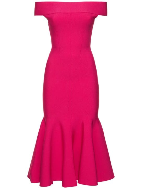Roland Mouret: Abito midi in maglia off-shoulder