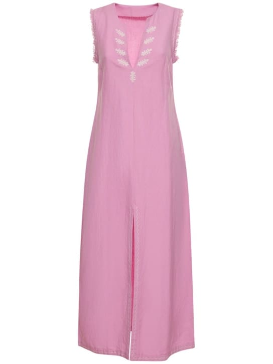 Maria de la Orden: Besticktes Kleid aus Baumwoll-Leinen