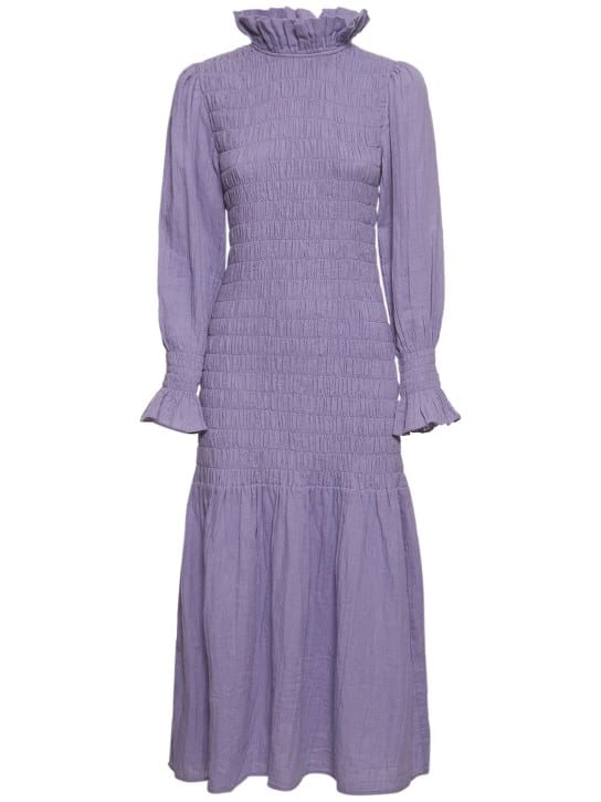 Maria de la Orden: Midikleid aus Baumwolle mit Smokdetails