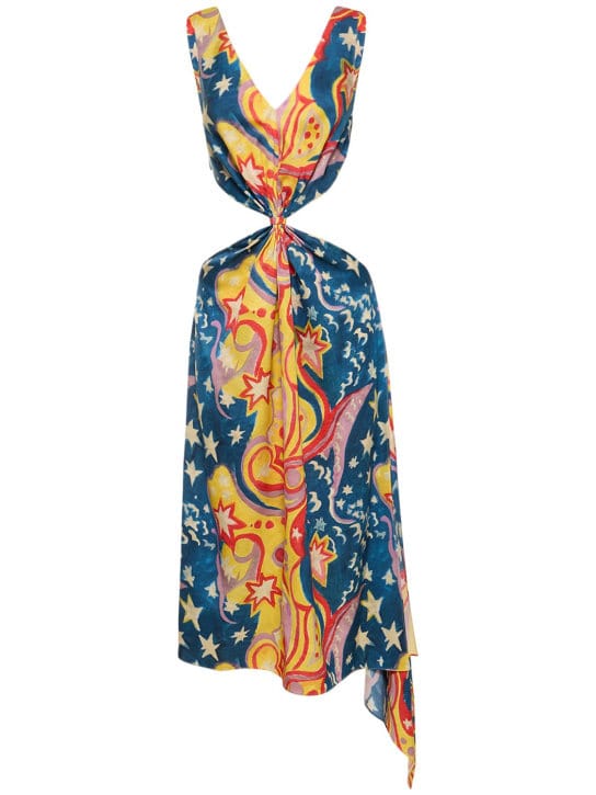 Marni: Printed midi dress with cut-out