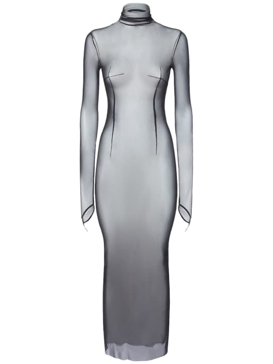 Ann Demeulemeester: High neck stretch tulle maxi dress