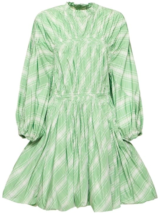 Jil Sander: Vestido de cuadros con mangas abullonadas