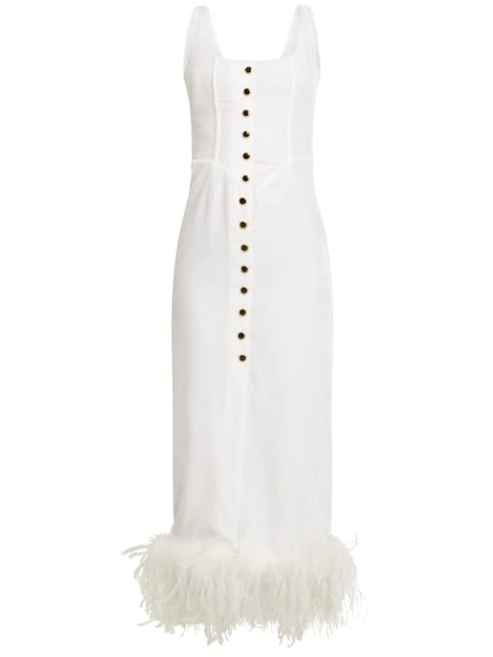 Alessandra Rich: Midikleid mit Saum aus Federn