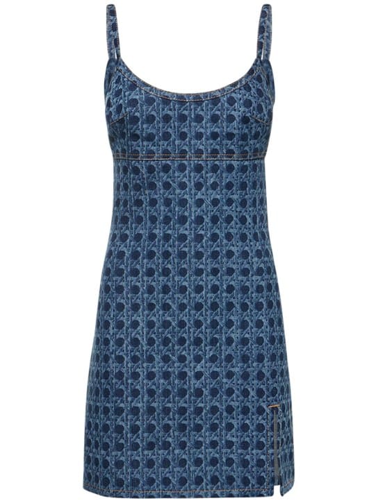 Giambattista Valli: Stretch denim mini dress with slit