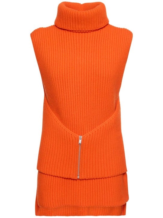 Jil Sander: 拉链细节羊毛针织背心