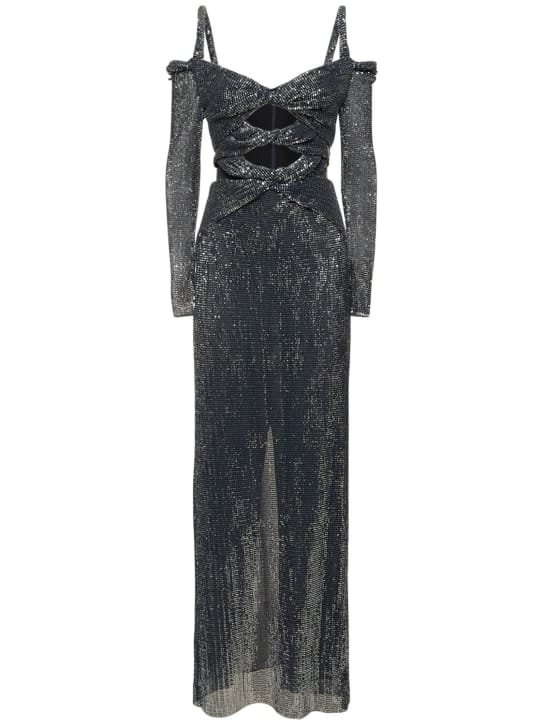 ALTUZARRA: Robe longue à sequins et découpes