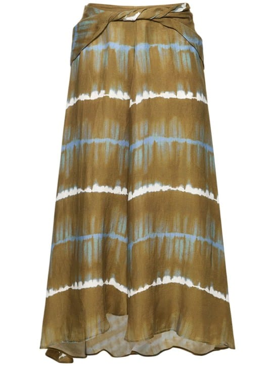 ALTUZARRA: Pythia印花亚麻迷笛半身裙