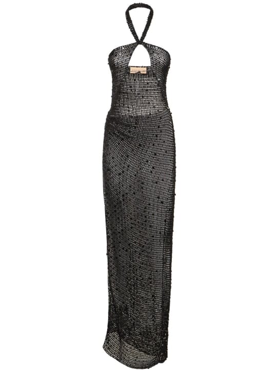 Aya Muse: Vestido largo de punto calado con lentejuelas