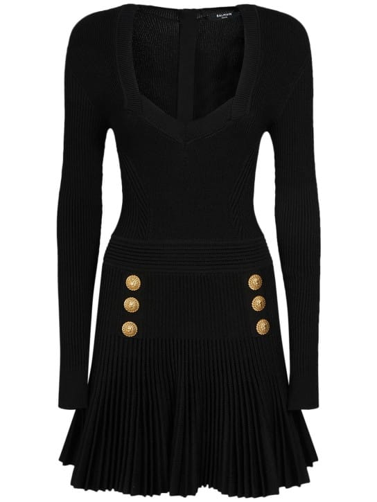 Balmain: Plissiertes Minikleid aus Strick