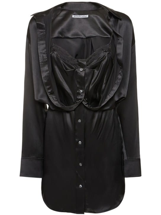 Alexander Wang: Abito a camicia in raso di seta