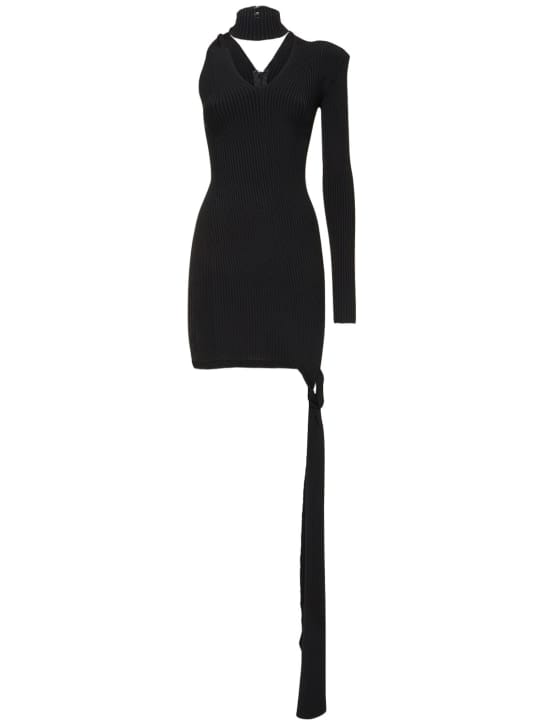 David Koma: Minidress monospalla in maglia a coste