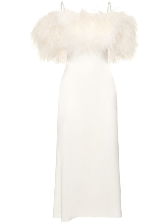 David Koma: Abito midi con piume di struzzo