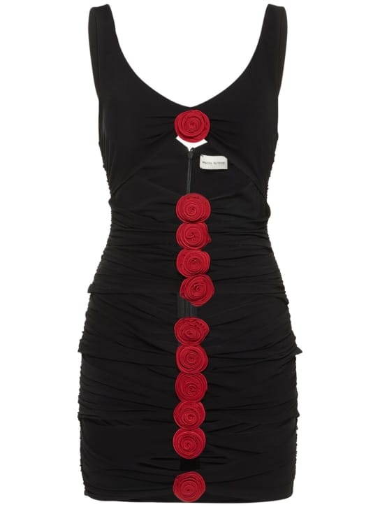 Magda Butrym: Ruched mini dress with floral appliqu s