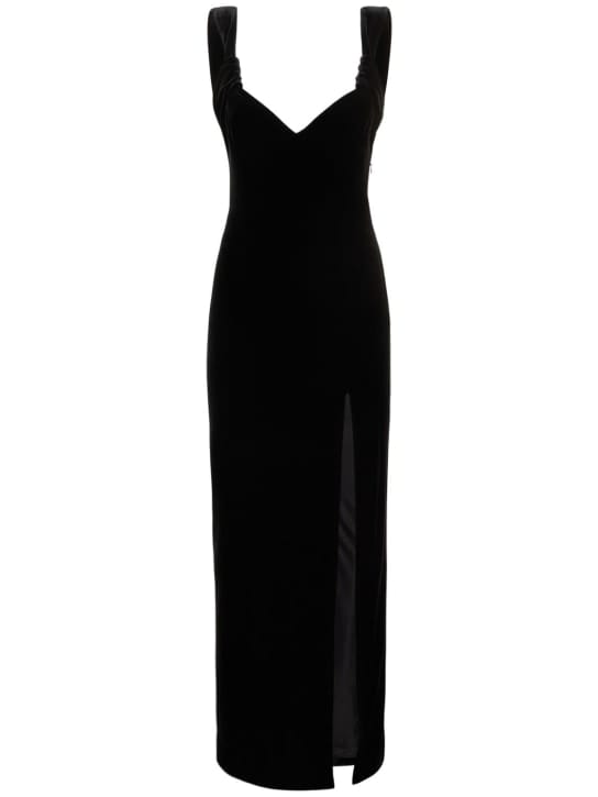 Galvan: Maxikleid aus Samt mit Schlitz