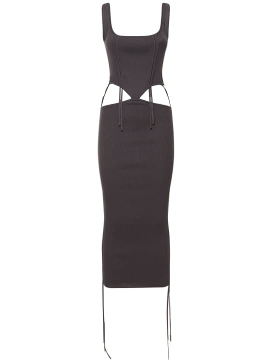 Cannari Concept: Vestido midi acanalado con aberturas