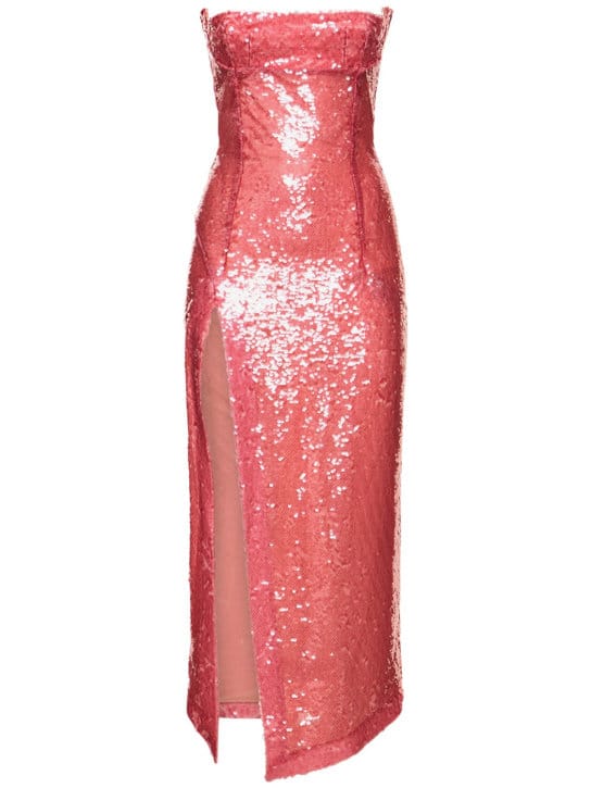 The Attico: Long sequined dress with slit