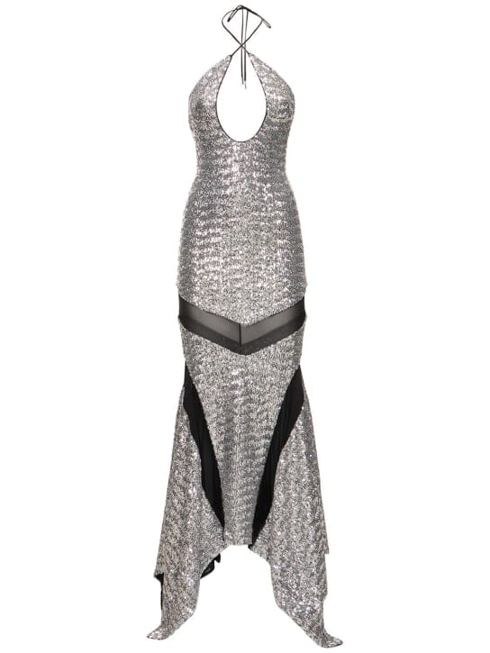 The Attico: Halterneck plunge maxi dress