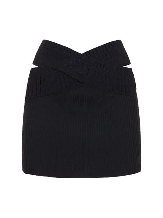 Dion Lee: 交叉罗纹针织粘胶纤维迷你短裙