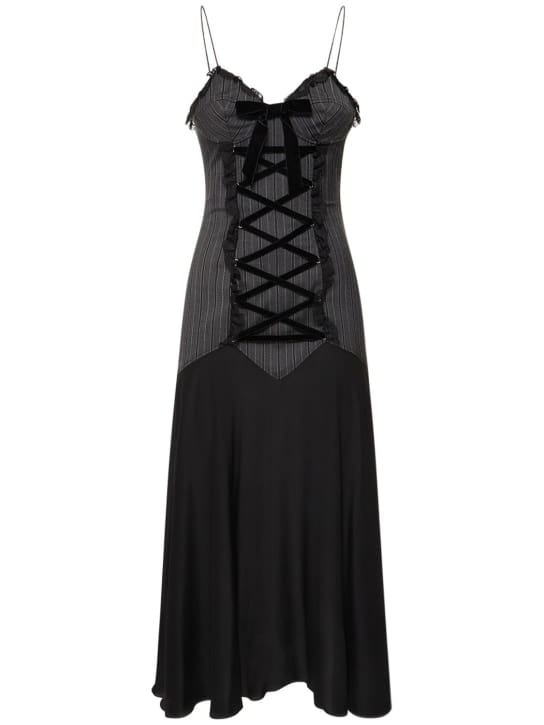 Alessandra Rich: Abito midi in lana vergine con corsetto
