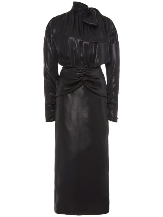 Alessandra Rich: Vestido largo con lazada al cuello