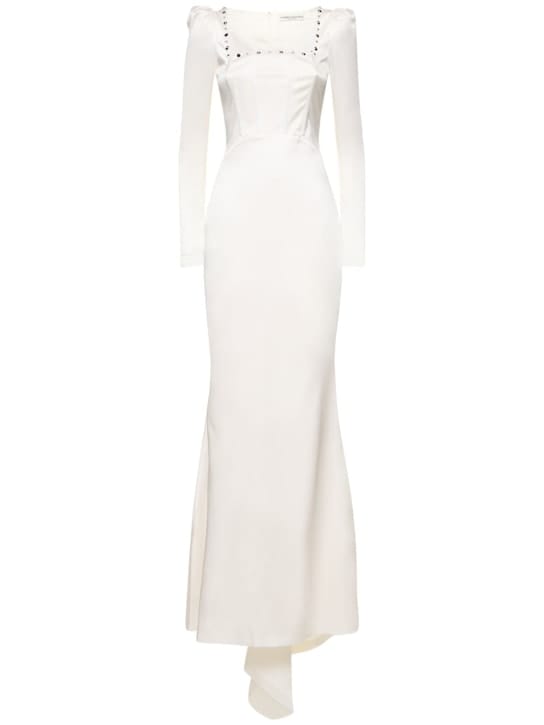 Alessandra Rich: Vestido largo de seda con cristales