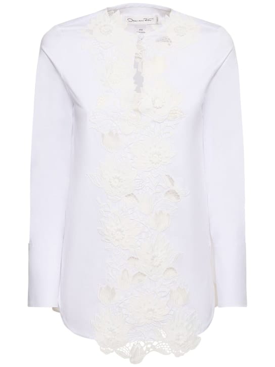Oscar De La Renta: 花朵刺绣棉质衬衫